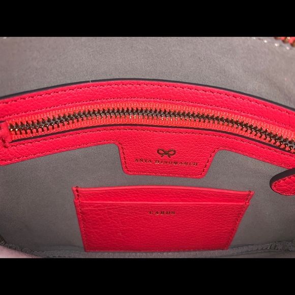 Anya Hindmarch Smiley  Neon Coral Leather Wristlet - Picture 3 of 8